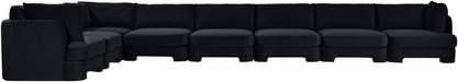 Meridian Furniture Hammond velvet performance fabric 8-piece L-shaped sectional sofa with plush upholstery and modern design.
