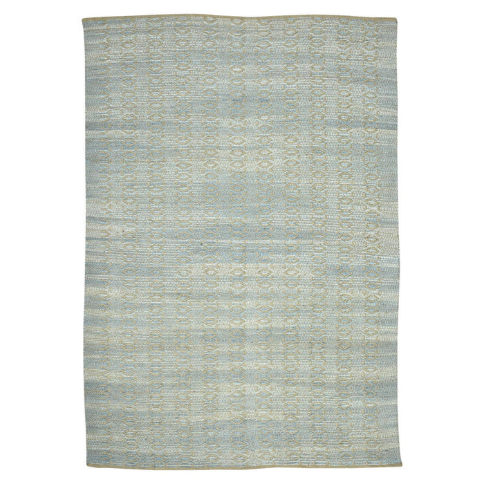 8' x 10' Geometric Flatweave Handmade Area Rug - Light Blue And Tan