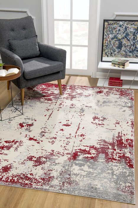 7.8' x 10.8' Abstract Dhurrie Area Rug - Red