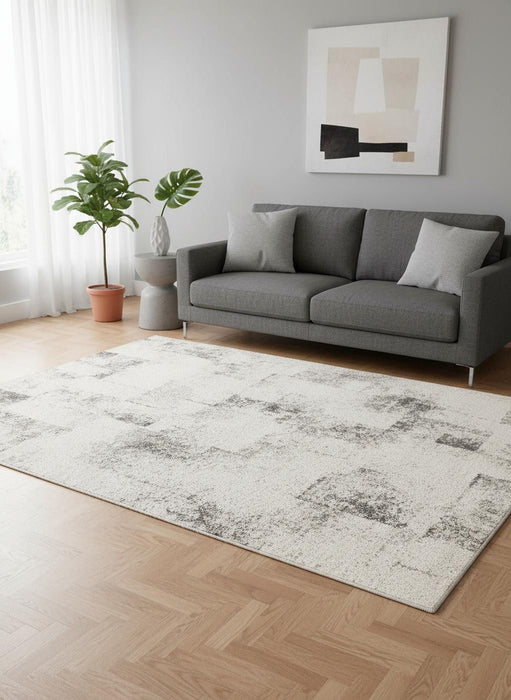 5' X 8' Abstract Area Rug (660027) - Cream / Black