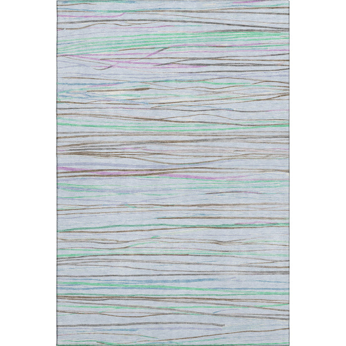 10' X 14' Striped Washable Area Rug With UV Protection (694737) - Sky Blue / Green / Purple