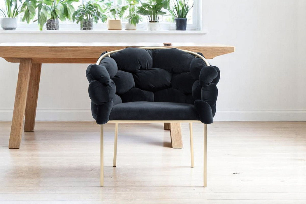Upholstered Fabric Dining Arm Chair - Black