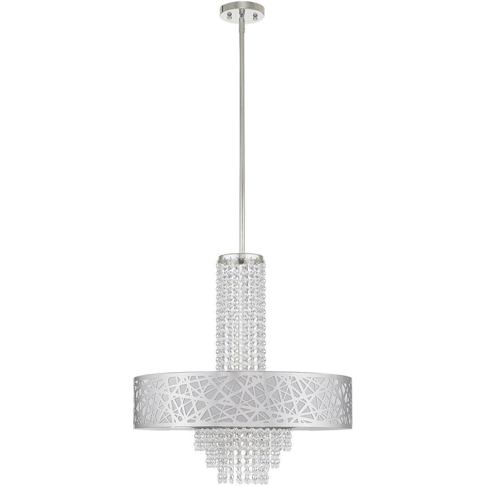 25" Five Light Dimmable Chandelier With Shades - Silver