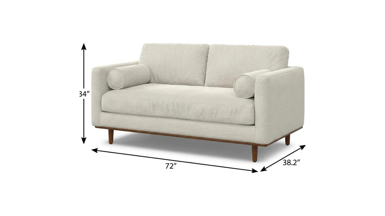 72" Fabric Sofa With Brown Legs - Cream