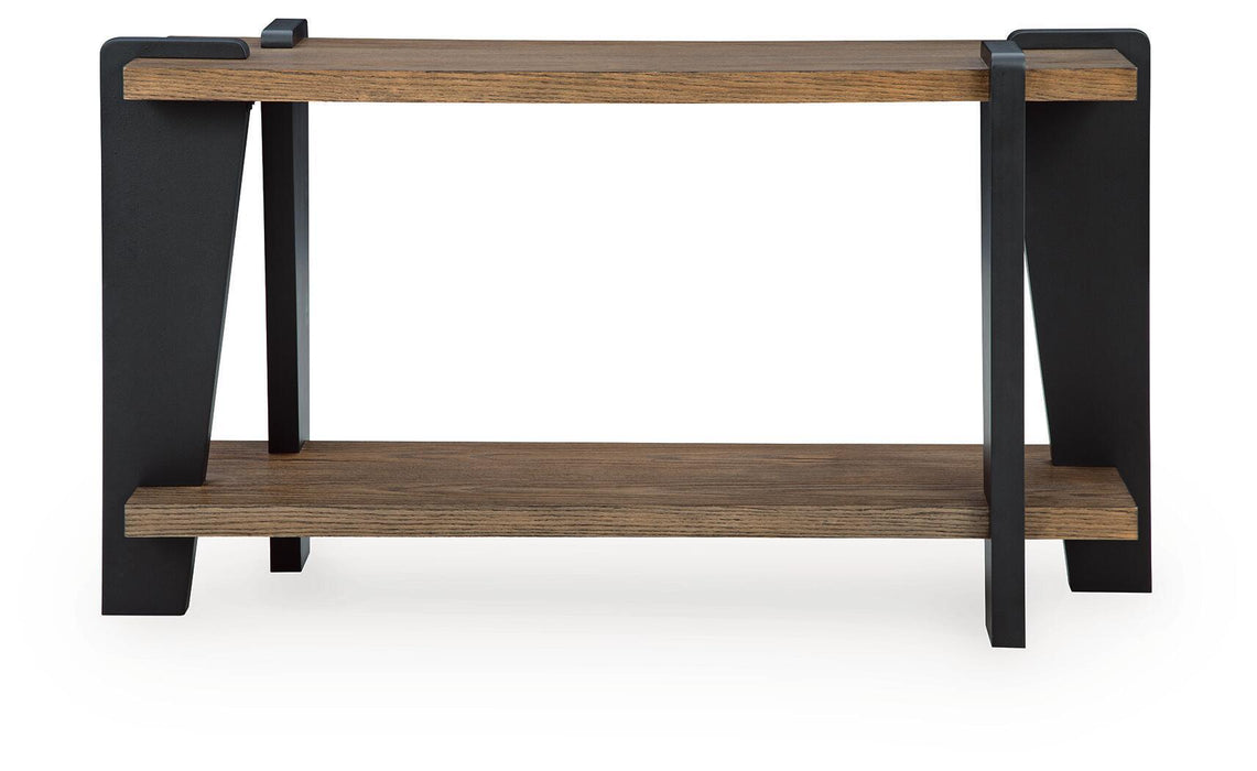Rectangular cocktail table from Weathermore collection by Signature Design by Ashley® with a wooden finish and modern design.