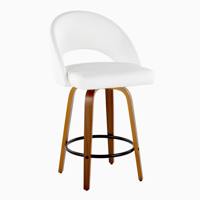 Renee - Upholstered Fixed-Height Barstool (Set of 2) - Walnut Wood Base