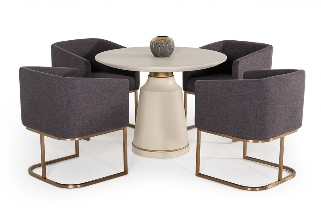 Concrete Pedestal Base Round Top Dining Table - Off White