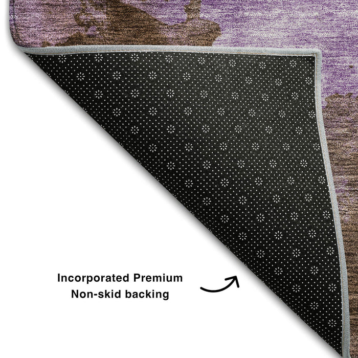 10' X 14' Abstract Washable Area Rug With UV Protection (686150) - Lavender / Mauve