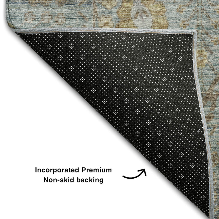 10' X 14' Oriental Washable Area Rug With UV Protection (684448) - Teal / Brown