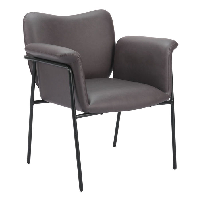 31" Faux Leather And Faux Leather Arm Chair - Brown / Black