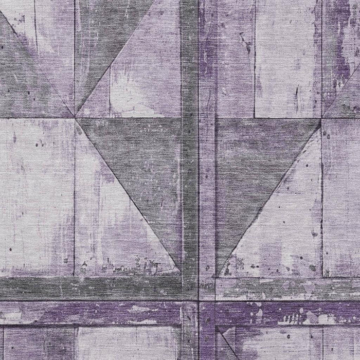 10' X 14' Geometric Washable Area Rug With UV Protection (706517) - Purple / Gray