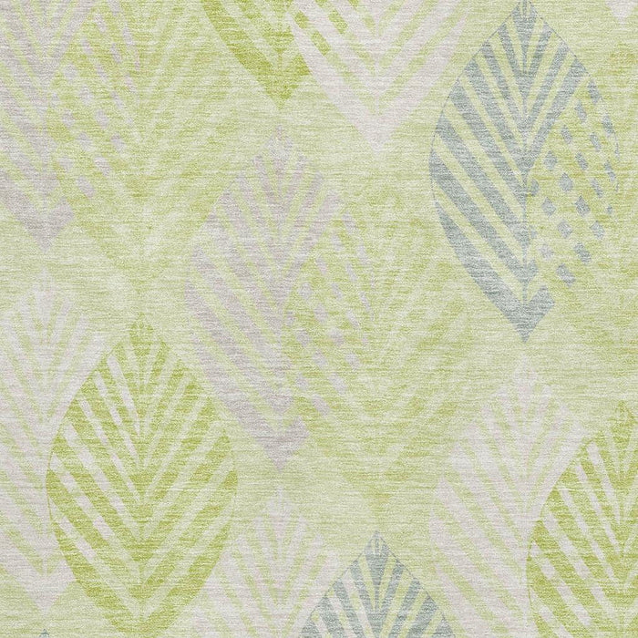 10' X 14' Transitional Floral Washable Area Rug With UV Protection - Artichoke Green
