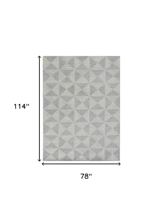 7' x 10' Gray Wool Geometric Hand Tufted Area Rug - Gray And Light