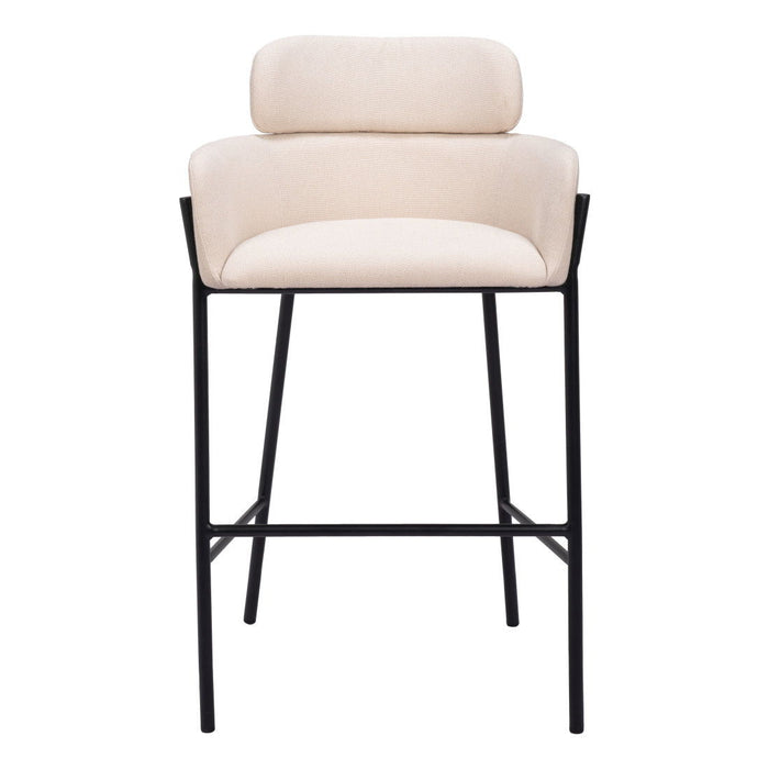 Fabric And Steel Bar Height Bar Chair - Beige And Black