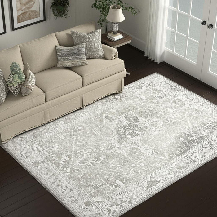 6' X 8' Tribal Washable Area Rug With UV Protection (609874) - Gray / Beige