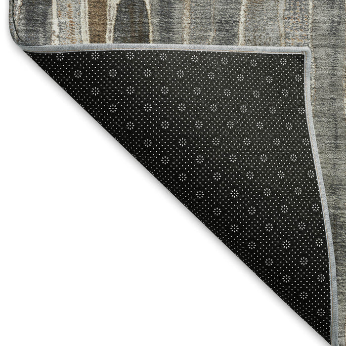 10' X 14' Striped Washable Area Rug With UV Protection (692880) - Pewter / Gray / Silver