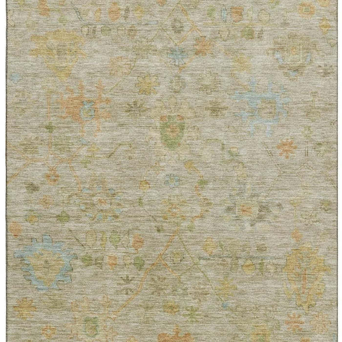 10' X 14' Floral Washable Area Rug With UV Protection (708451) - Sage / Gold / Blue