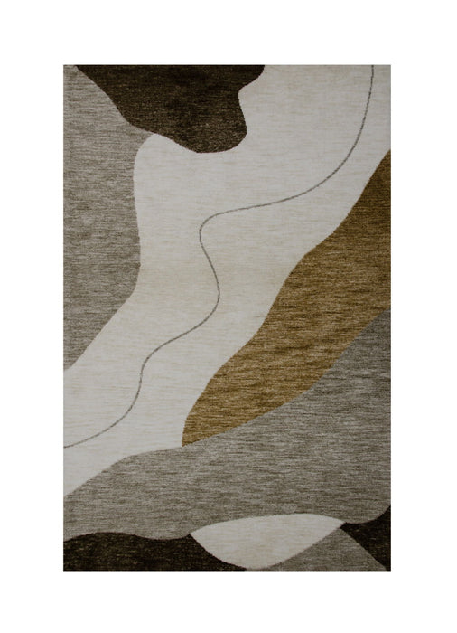7.8' x 10.8' Abstract Power Loom Distressed Non Skid Area Rug - Beige And Brown