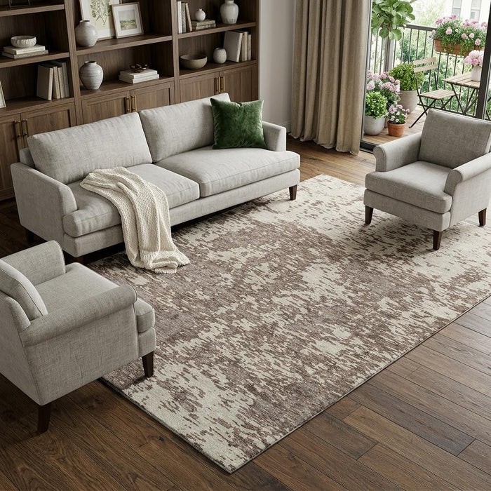 10' X 14' Abstract Washable Area Rug With UV Protection (675228) - Brown / Beige