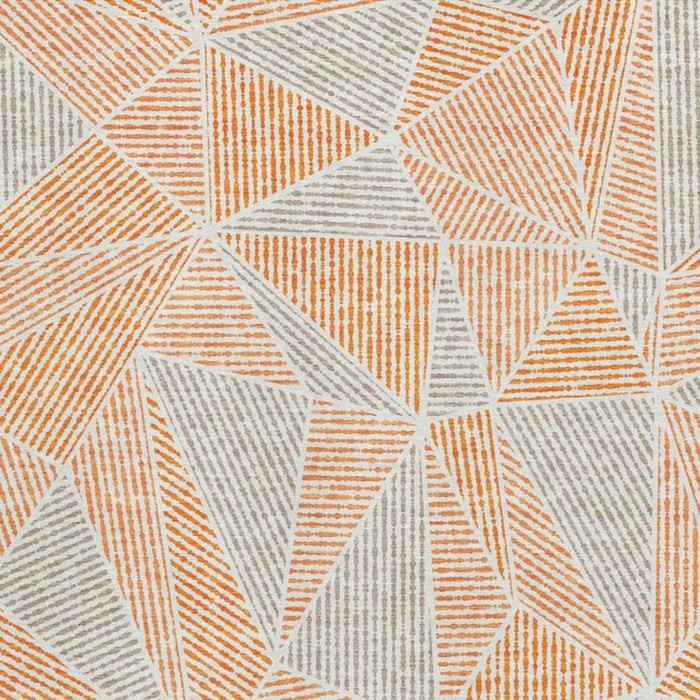10' X 14' Geometric Washable Area Rug With UV Protection (651977) - Orange / Gray