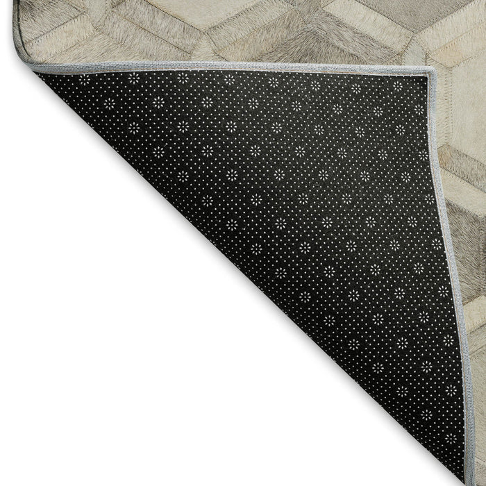 3' X 5' Geometric Washable Area Rug With UV Protection (644629) - Gray / Ivory / Beige