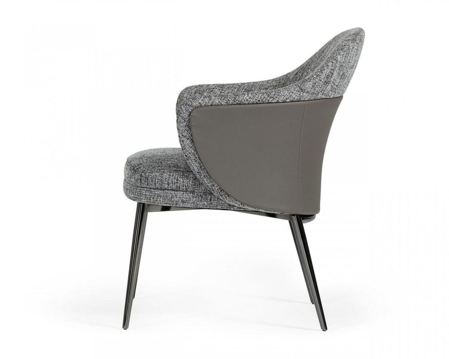 Upholstered Fabric Faux Leather Wing Back Dining Arm Chair - Gray