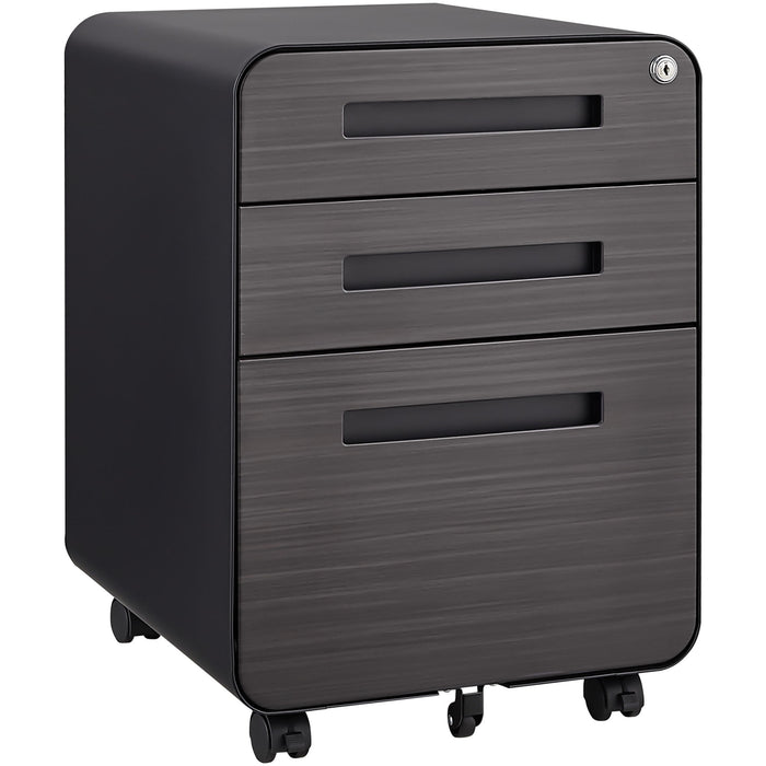 Giga 3-drawer mobile filing cabinet with wheels, steel construction, waterproof, anti-tilting, for legal, letter, and A4 files.