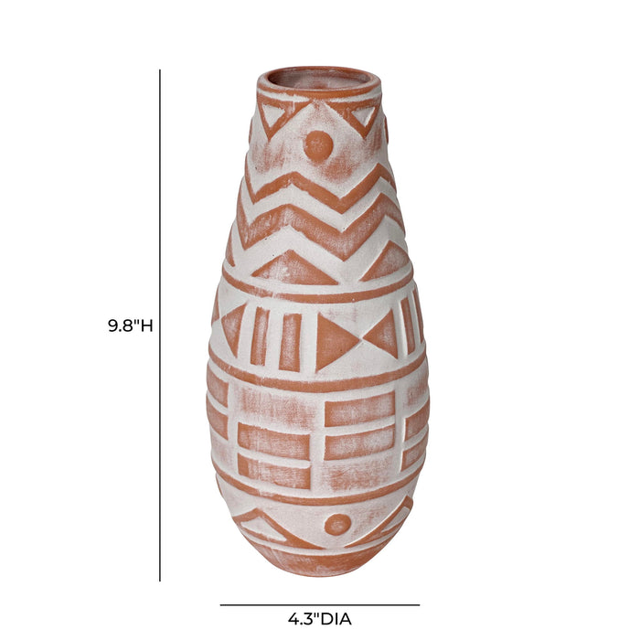 Earthenware - Aztec Teardrop Flower Vase - Terracotta