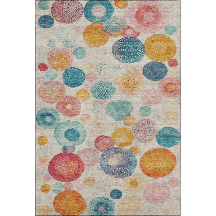 10' X 14' Geometric Washable Area Rug With UV Protection (707293) - Beige / Teal / Orange