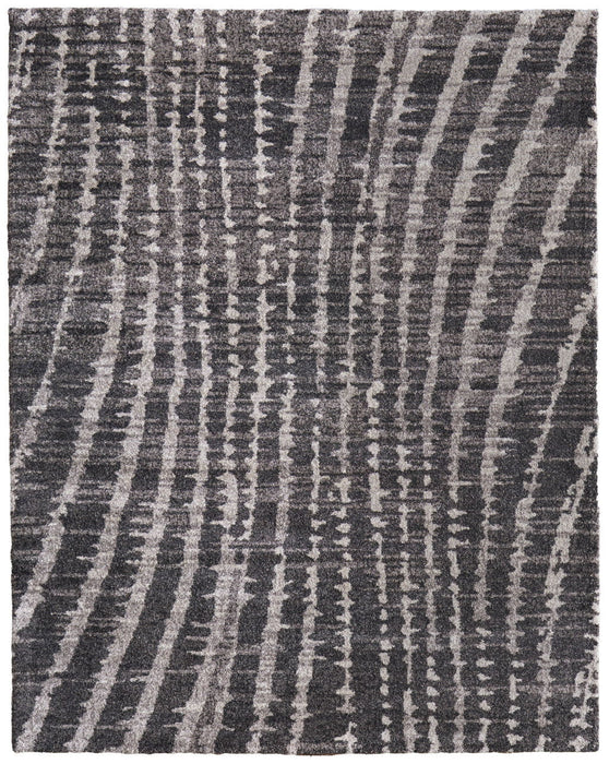 7' X 10' Abstract Area Rug - Black