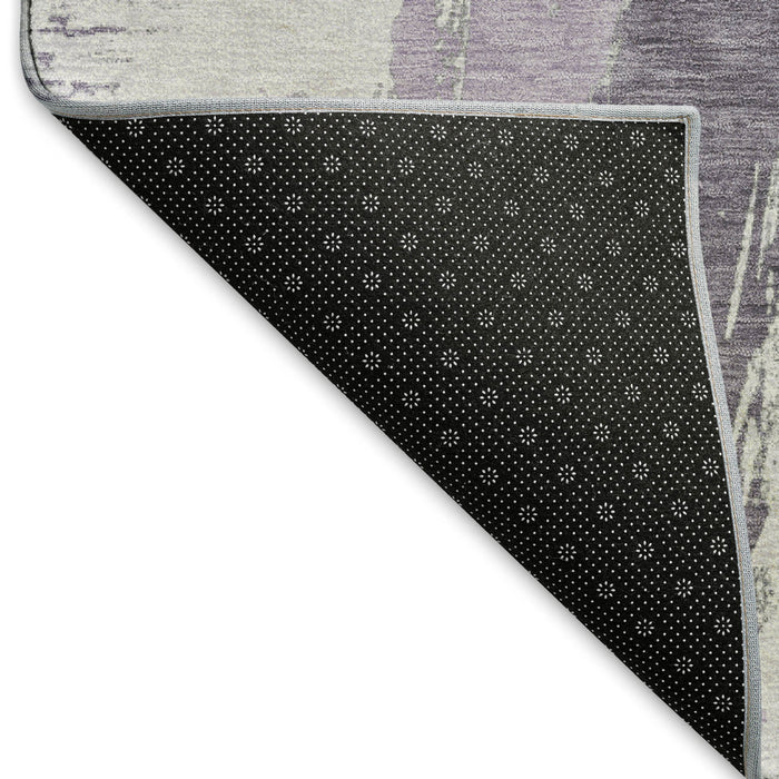 10' X 14' Abstract Washable Area Rug With UV Protection (694658) - Lavender / Ivory / Gray