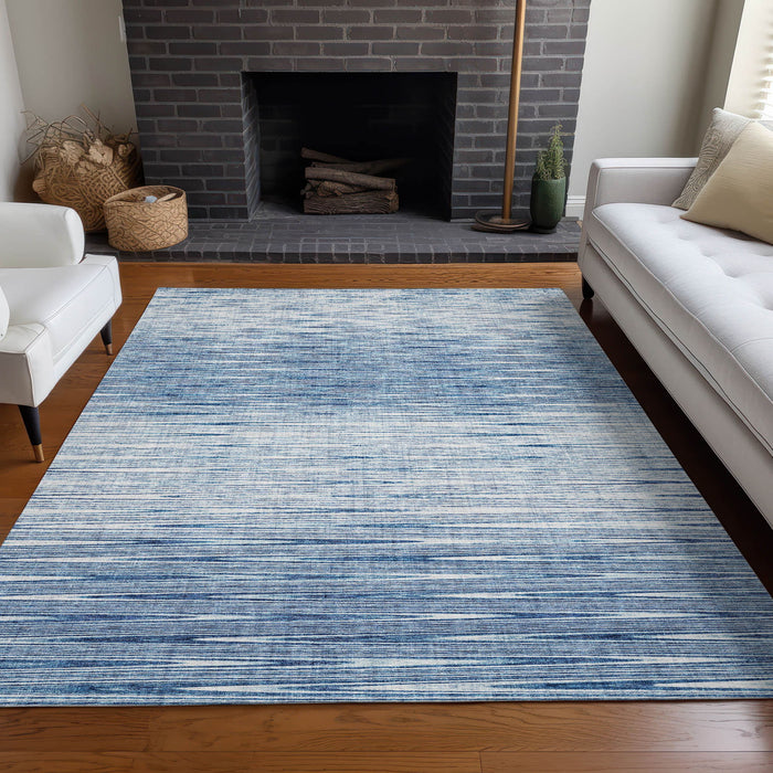 8' X 10' Abstract Area Rug With UV Protection - Blue And Ivory
