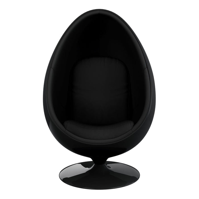 35" Contemporary Fiberglass And Wool Swivel Egg Chair - Black