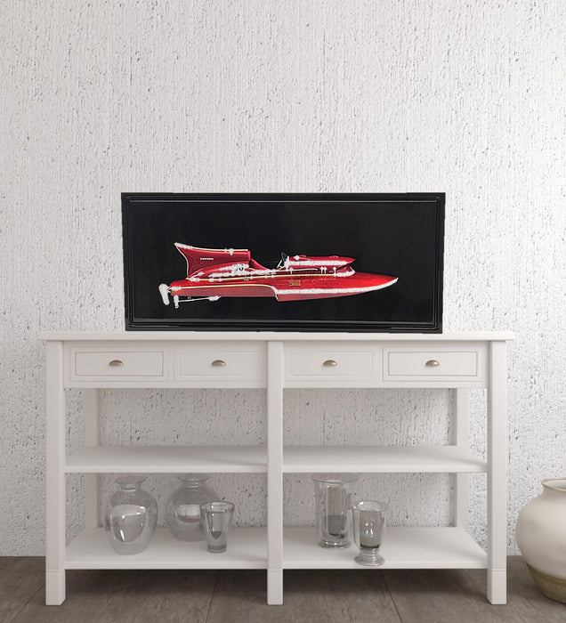 Ferrari Hydroplane Half Hull Boat Hand Painted Decorative Boat - Black / Red