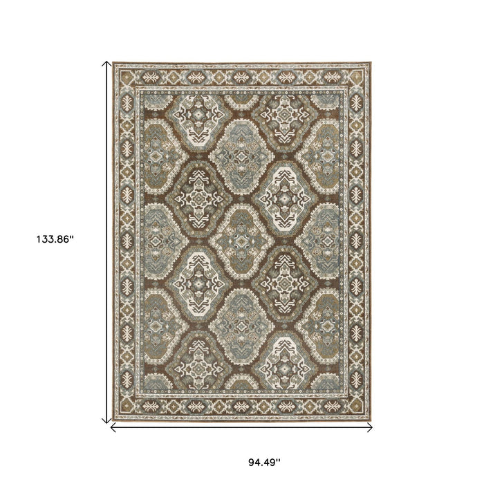 8' X 11' Medallion Area Rug - Ivory And Blue