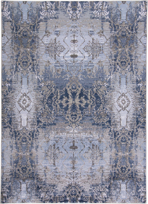 7' x 10' Abstract Stain Resistant Area Rug - Blue Gray And Taupe