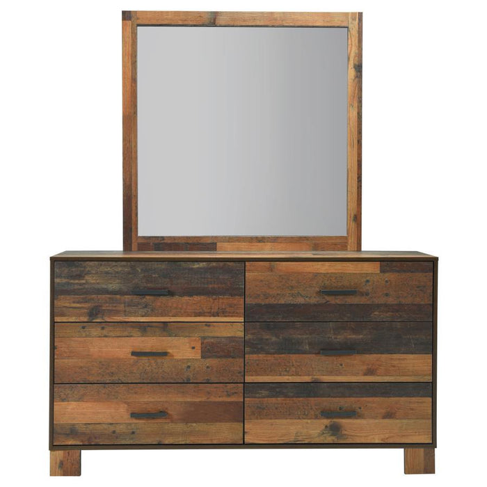 Sidney - 6-drawer Dresser With Mirror - Rustic Pine