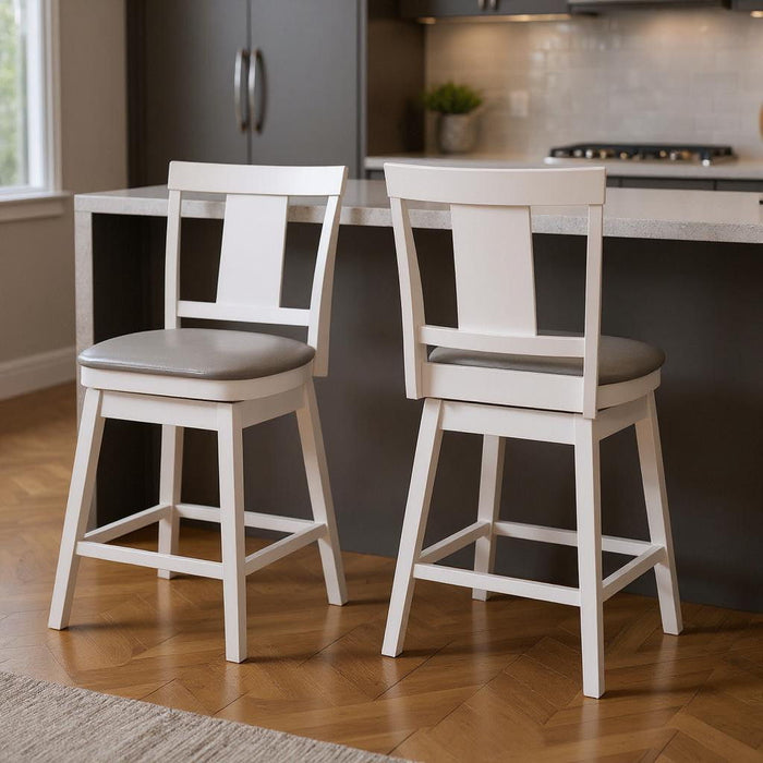 39.25" Swivel Counter Height Bar (Set of 2) - Gray / White
