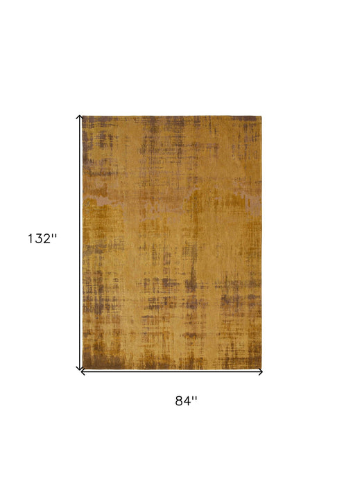 8' x 11' Abstract Non Skid Area Rug - Brown And Yellow