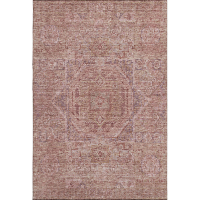 10' X 14' Oriental Washable Area Rug With UV Protection (699885) - Salmon / Beige