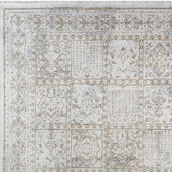 8' x 10' Oriental Distressed Area Rug With Fringe - Ivory