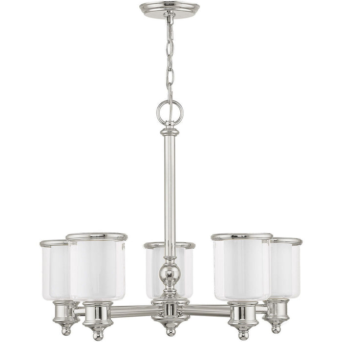 5-Light Dimmable Chandelier With Shades - Nickel