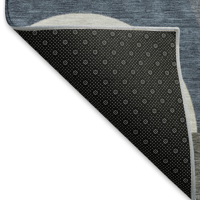 10' X 14' Geometric Washable Area Rug With UV Protection (696566) - Gray / Blue / Ivory