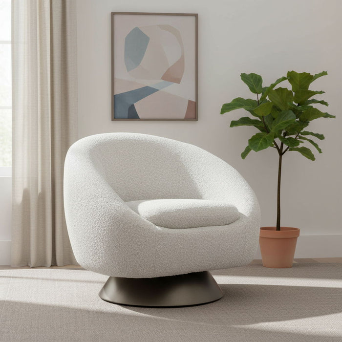 37" Modern Upholstered Swivel Arm Chair - Gray