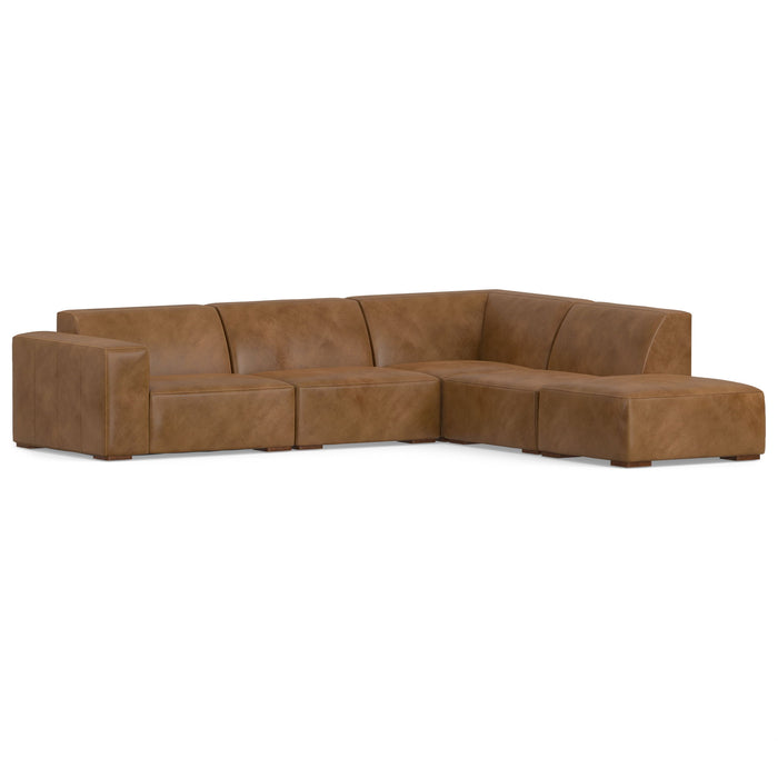116" 2 Piece Living Room Set Leather Sofa With Ottoman - Brown