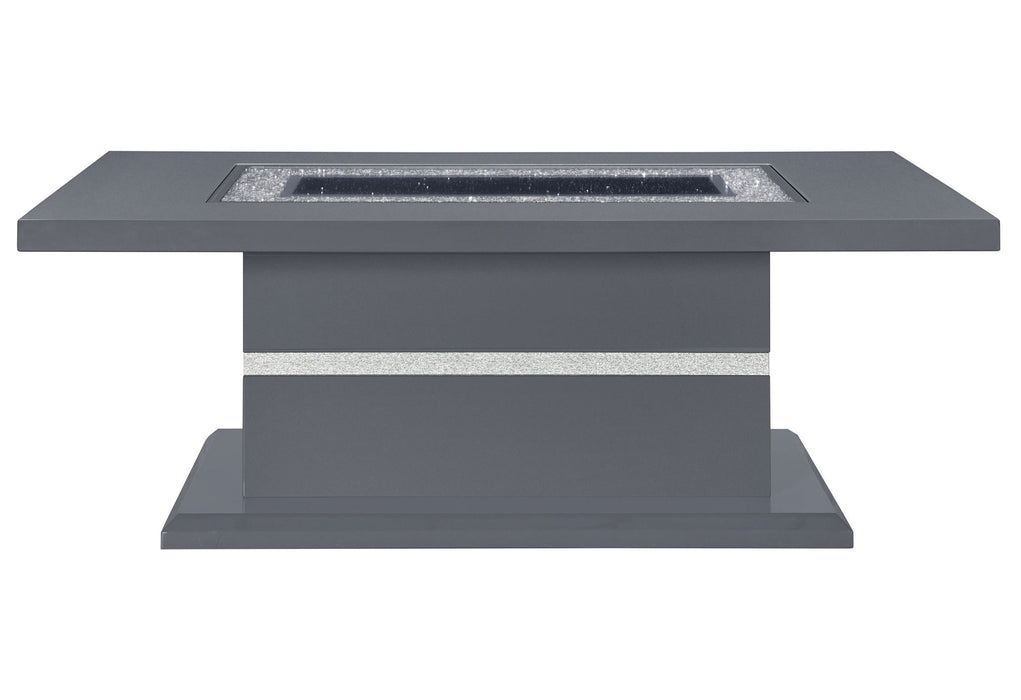 52" Wood And Faux Crystal Pedestal Coffee Table - Gray