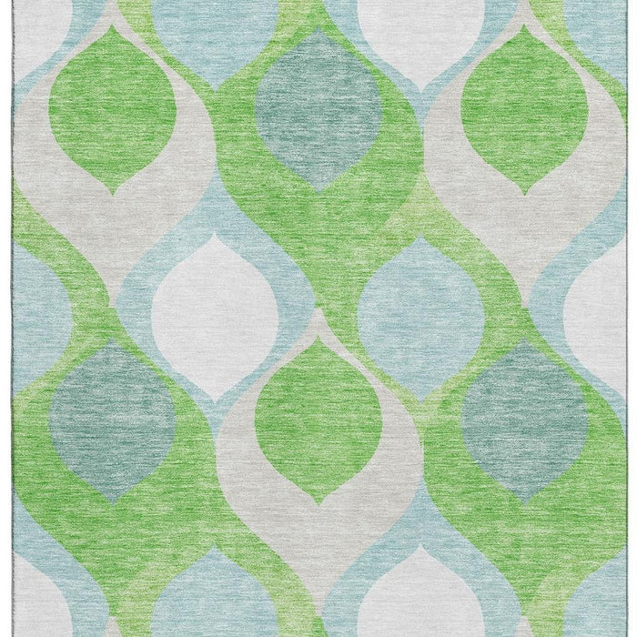 8' X 10' Ogee Washable Area Rug With UV Protection - Lime Green
