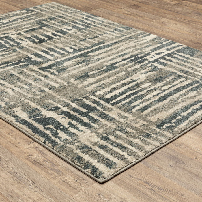 10' x 13' Abstract Power Loom Stain Resistant Area Rug - Blue And Beige