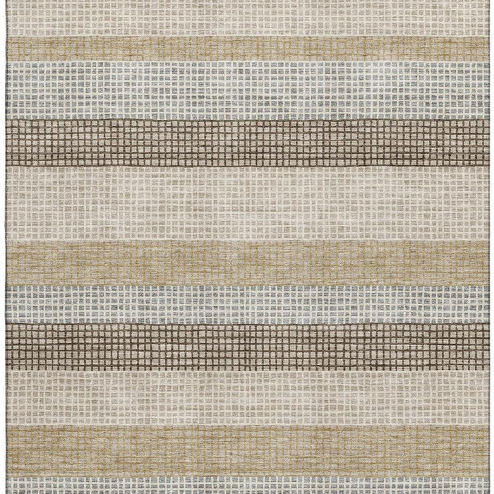 10' X 14' Striped Washable Area Rug With UV Protection (710789) - Beige / Ivory / Chocolate