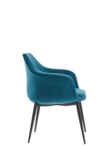 Upholstered Fabric Dining Arm Chair - Teal Blue